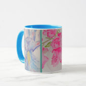Liebe Blume Floral Wasserfarbe Türkis Blaue Tasse (Vorderseite Links)