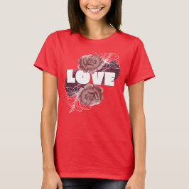 Liebe Blume Frauen in tiefroten Farben T - Shirt