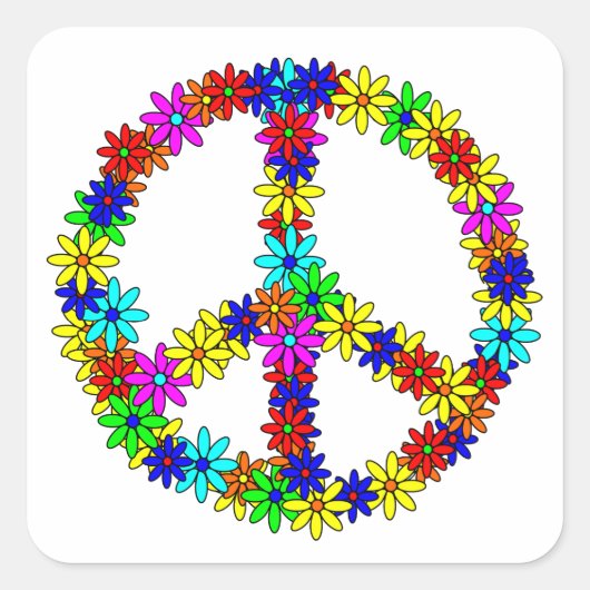 Liebe Blume Friedenszeichen Quadratischer Aufkleber (Vorderseite)