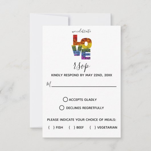 LIEBE Blume Gleiche Sex-Hochzeitkarte RSVP Karte (Vorderseite)