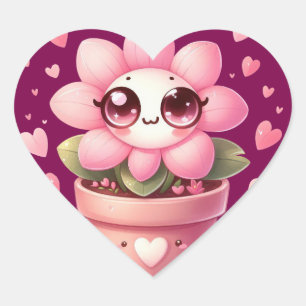 Liebe Blume Heftsticker Herz-Aufkleber