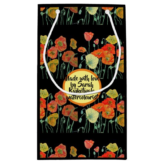 Liebe Blume Orange Poppy Blumenbeutel Kleine Geschenktüte (Rückseite)