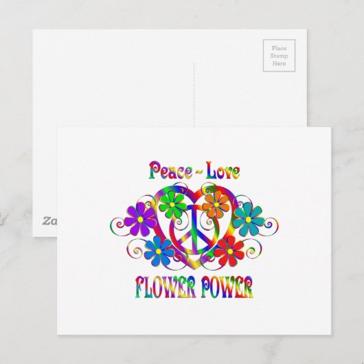 Liebe Blume Power Postkarte (Vorne/Hinten)