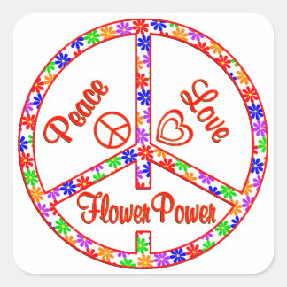 Liebe Blume Power Quadratischer Aufkleber