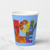 Liebe Blume Sammlung Blue Background Pappbecher (Rückseite)