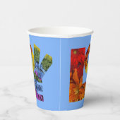 Liebe Blume Sammlung Blue Background Pappbecher (Rechts)