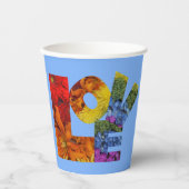Liebe Blume Sammlung Blue Background Pappbecher (Vorderseite)