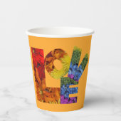 Liebe Blume Sammlung Orange Hintergrund Pappbecher (Vorderseite)