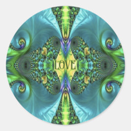 Liebe Blume Trippy Batik Art Runder Aufkleber