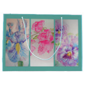 Liebe Blume Wasserfarbe Türkis Geschenktasche Große Geschenktüte (Rückseite)
