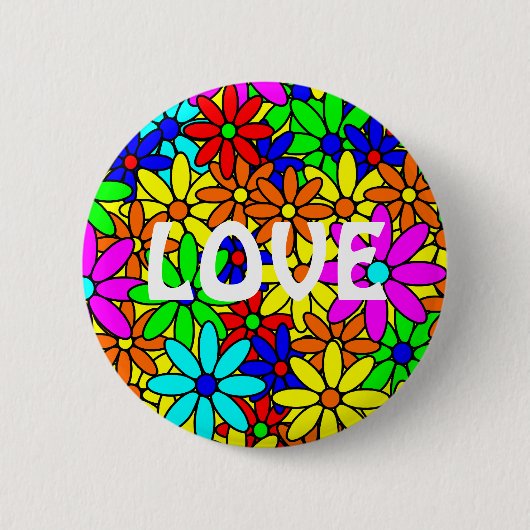 Liebe-Blumen-Power-Collagen-Button Button (Vorderseite)