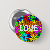 Liebe-Blumen-Power-Collagen-Button Button (Vorne & Hinten)
