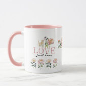Liebe, Blumen und Kätzchen Schönes Mug Tasse (Links)