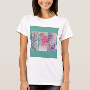 Liebe-Blumenblumenwatercolor-Türkis-T-Shirt T-Shirt