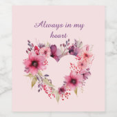 Liebe | Blumenherz | Valentinstag Weinetikett (Einzelnes Label)