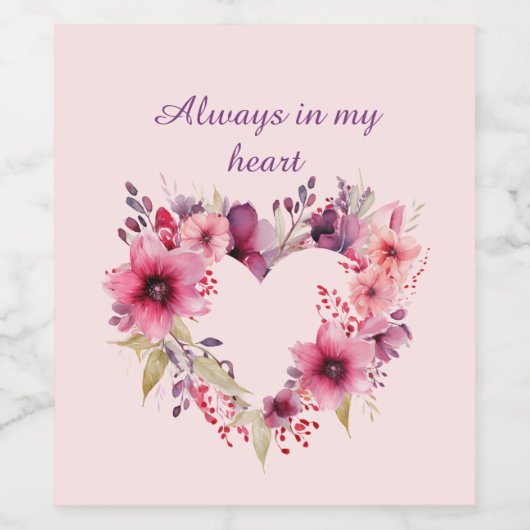 Liebe | Blumenherz | Valentinstag Weinetikett (Einzelnes Label)