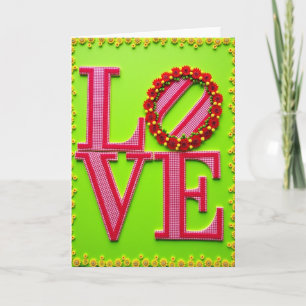 Liebe Blumenkranz Karte mit mutigem Design