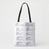 Liebe & Blumenmuster in 5er-Set-Tragetasche Tasche (Vorderseite)