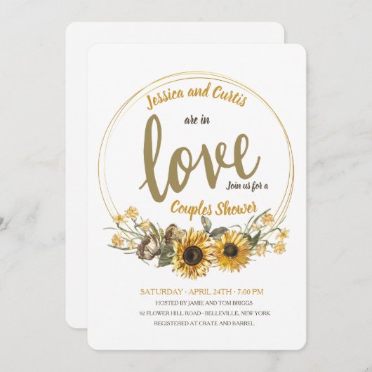 Liebe Blumenpaare Dusche Einladung (Vorne/Hinten)