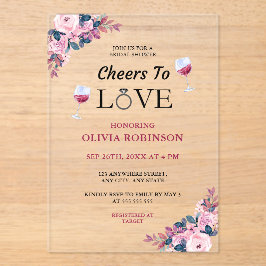 Liebe Blumenwein Thema Brautparty Acryleinladungen