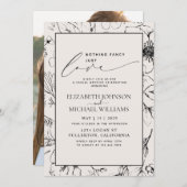 Liebe Blush Black Botanical Foto Hochzeit Einladung (Vorne/Hinten)