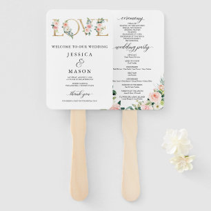 Liebe Blush Florals Wedding Program Fan Fächer