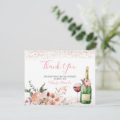 Liebe Blush Pink Brautparty Dankeskarte (Stehend Vorderseite)