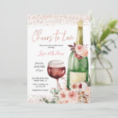 Liebe Blush Pink Brautparty Einladung (Stehend Vorderseite)