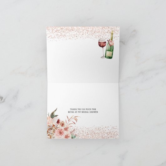 Liebe Blush Pink Brautparty geklappt Dankeskarte (Innenseite)