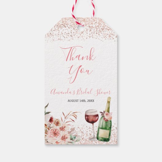 Liebe Blush Pink Brautparty Geschenkanhänger (Rückseite)