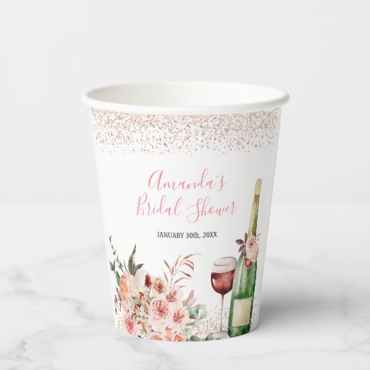 Liebe Blush Pink Brautparty Pappbecher (Rückseite)