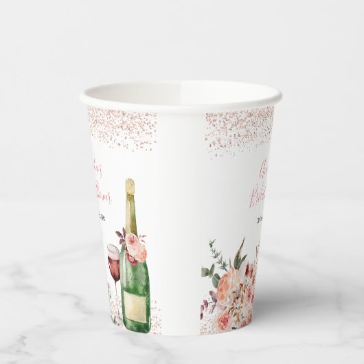 Liebe Blush Pink Brautparty Pappbecher (Links)