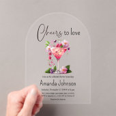 Liebe Blush Pink Floral Brautparty Acryleinladungen (Insitu (Handheld))