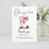 Liebe Blush Pink Floral Brautparty Dankeskarte (Stehend Vorderseite)