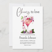 Liebe Blush Pink Floral Brautparty Einladung (Vorderseite)