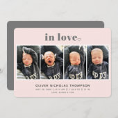 Liebe Blush Simple Modern Birth Announction (Vorne/Hinten)