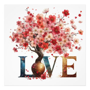 Liebe Blüten: 8K Realistischer Kirschblütenbaum Fotodruck