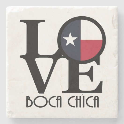 LIEBE Boca Chica Texas Steinuntersetzer (Vorderseite)