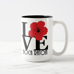 LIEBE Boca Raton Roter Hibiskus 15oz Zweifarbige Tasse