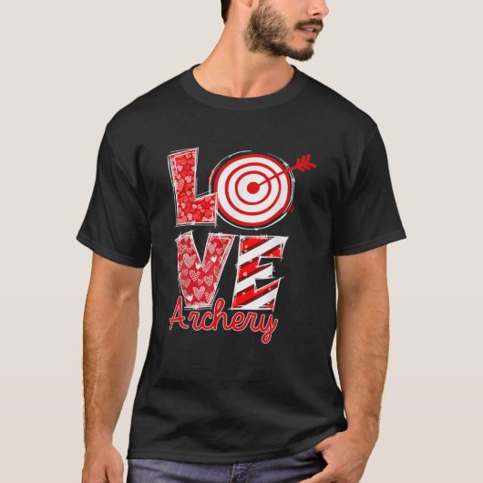 Liebe Bogenschießen Frohes Valentinstag T-Shirt (Vorderseite)