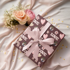 Liebe Boho Rainbow Foto Wrapping Paper Geschenkpapier