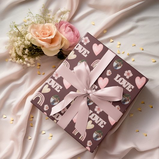 Liebe Boho Rainbow Foto Wrapping Paper Geschenkpapier
