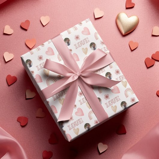 Liebe Boho Rainbow Foto Wrapping Paper Geschenkpapier