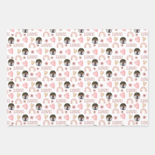Liebe Boho Rainbow Foto Wrapping Paper Geschenkpapier Set (Vorderseite 2)