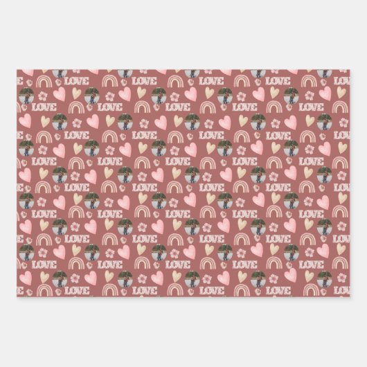 Liebe Boho Rainbow Foto Wrapping Paper Geschenkpapier Set (Vorderseite)