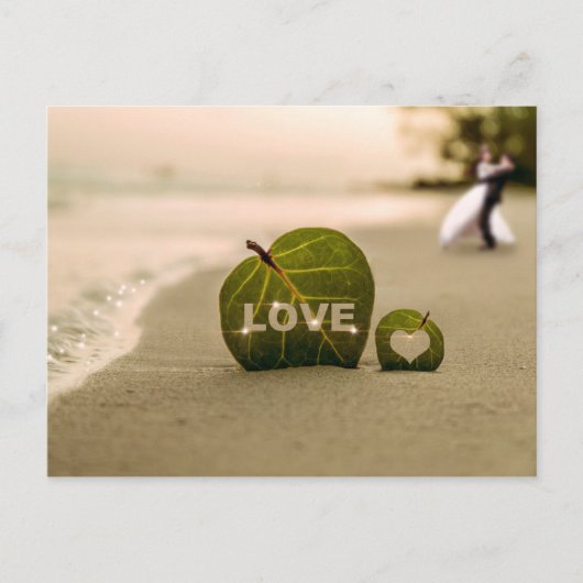 Liebe Bokeh und Strand von Wedple Couple Postkarte (Vorderseite)