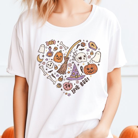 Liebe Boo! Retro Halloween Heart Tri-Blend Shirt