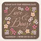 Liebe & Booze Save the Date Untersetzer (Vorderseite)