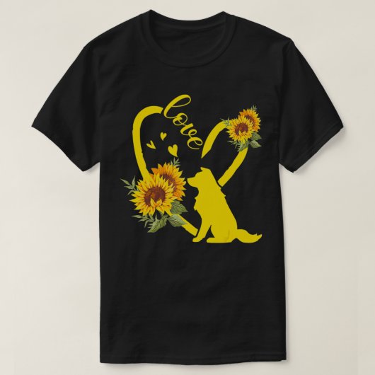 Liebe Border Collie Sonnenblumen Geschenke T-Shirt (Design vorne)