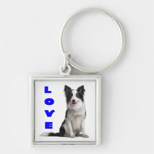 Liebe Border Collie Welpen Hund Schlüsselanhänger